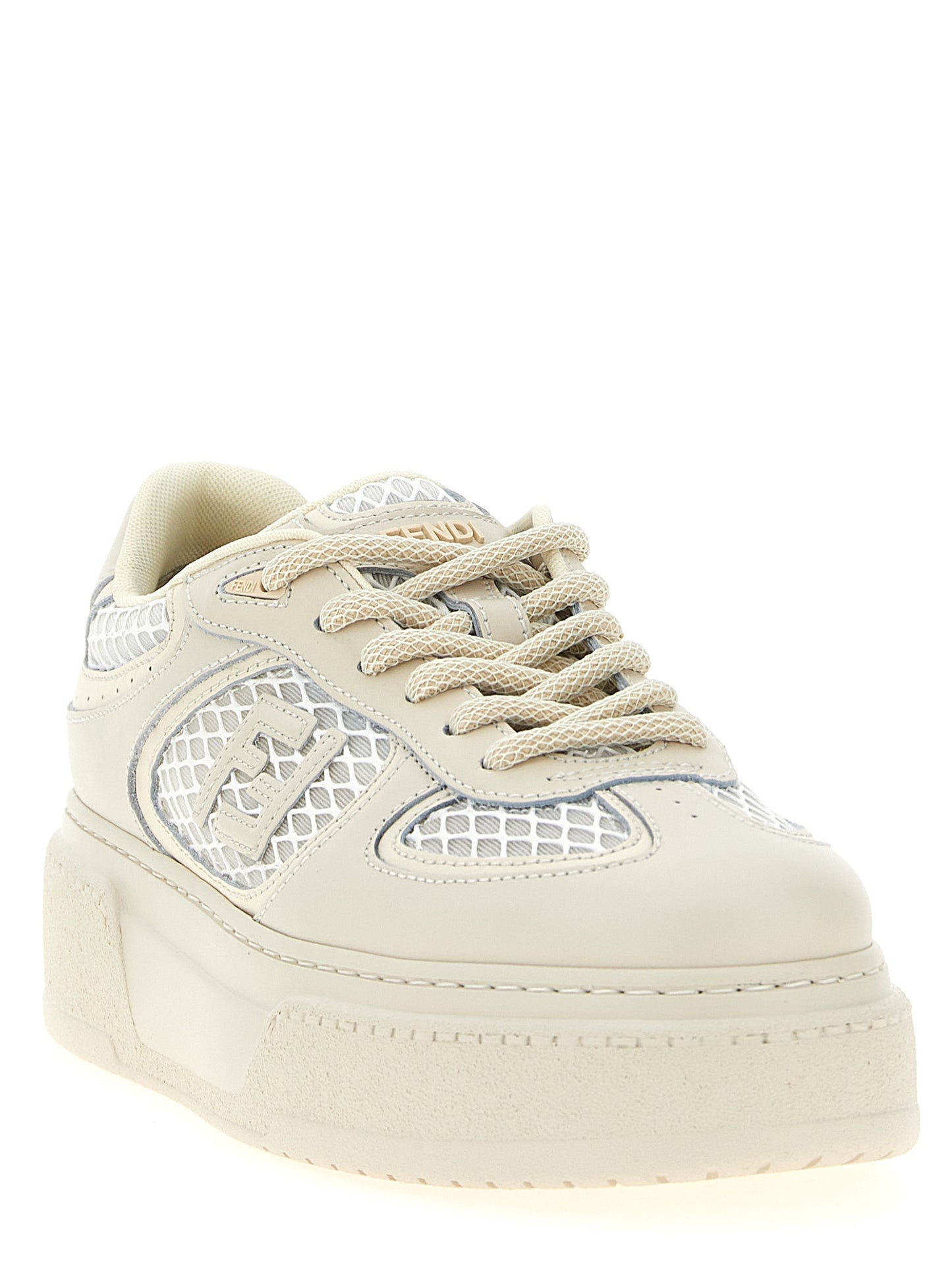 Fendi Beige Calfskin Platform Sneakers