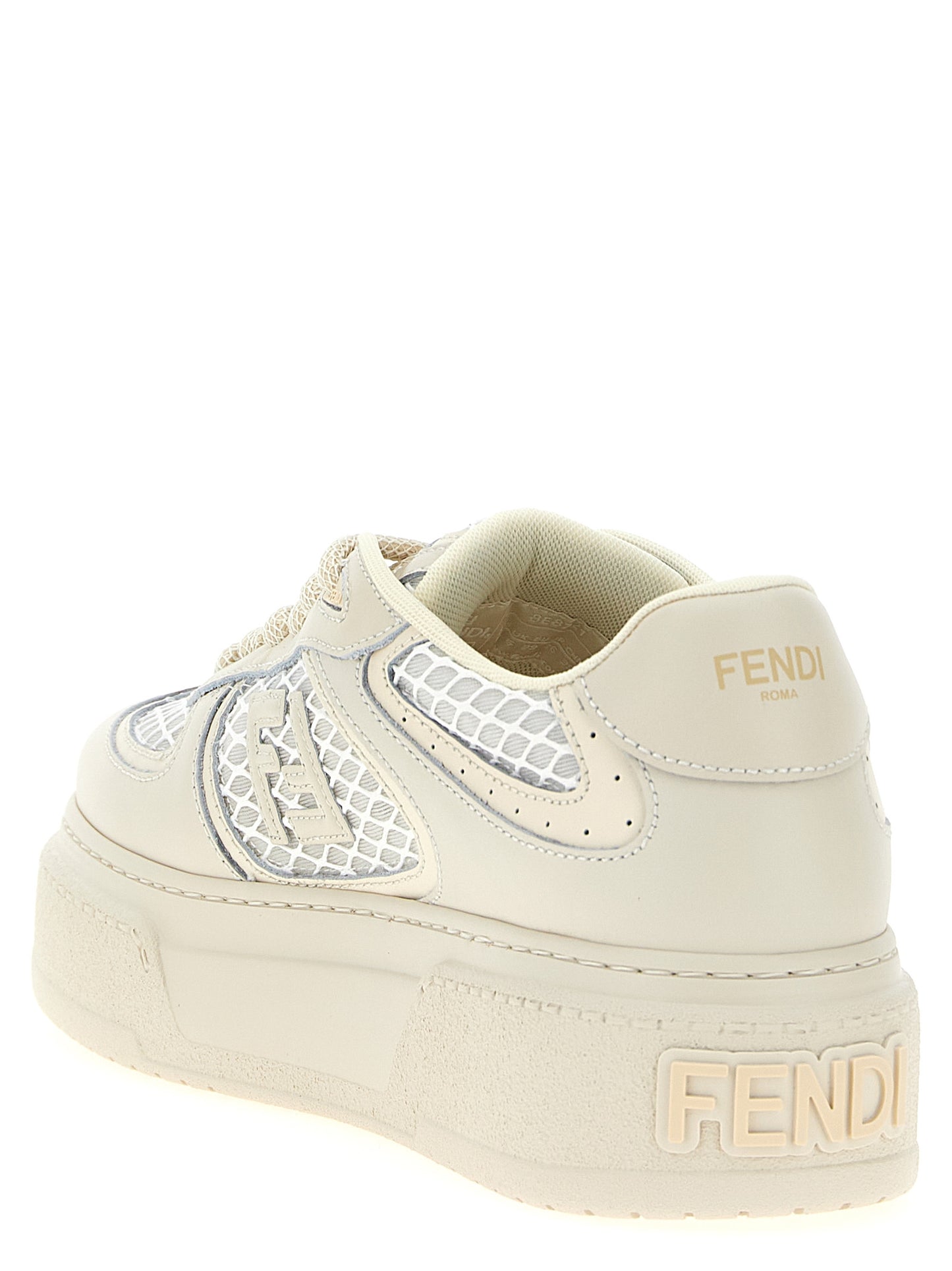 Fendi Beige Calfskin Platform Sneakers