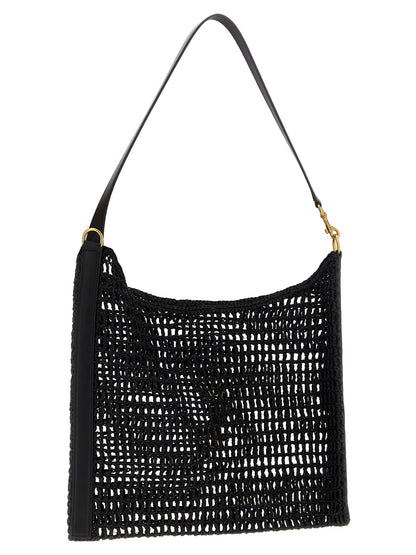 Saint Laurent Black Raffia Shoulder Bag