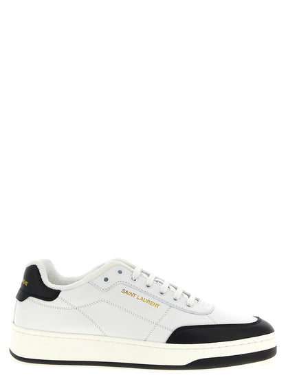 Saint Laurent Bicolor Calfskin Low Top Sneakers