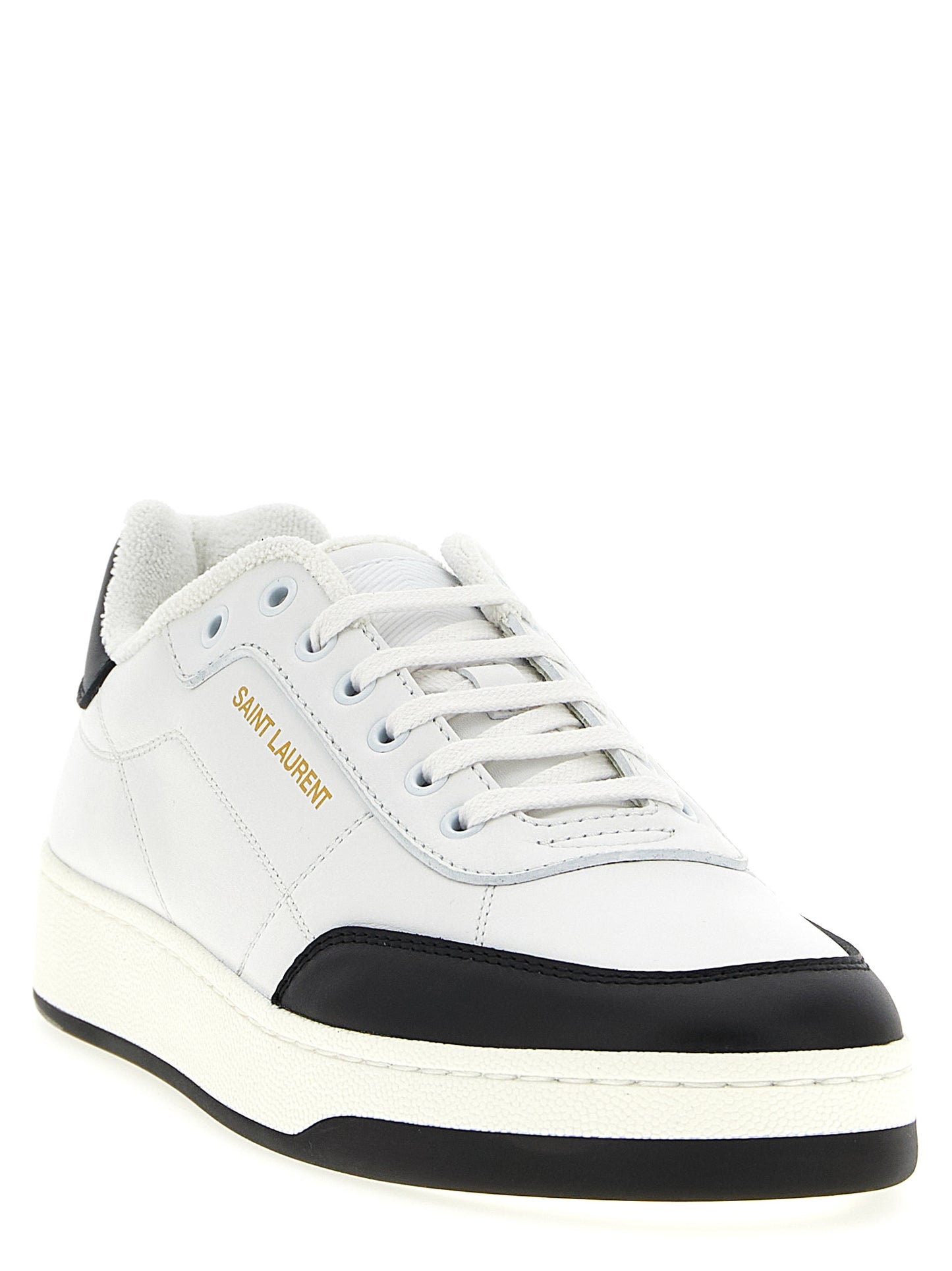 Saint Laurent Bicolor Calfskin Low Top Sneakers