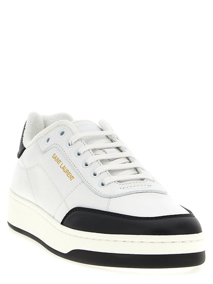 Saint Laurent Bicolor Calfskin Low Top Sneakers