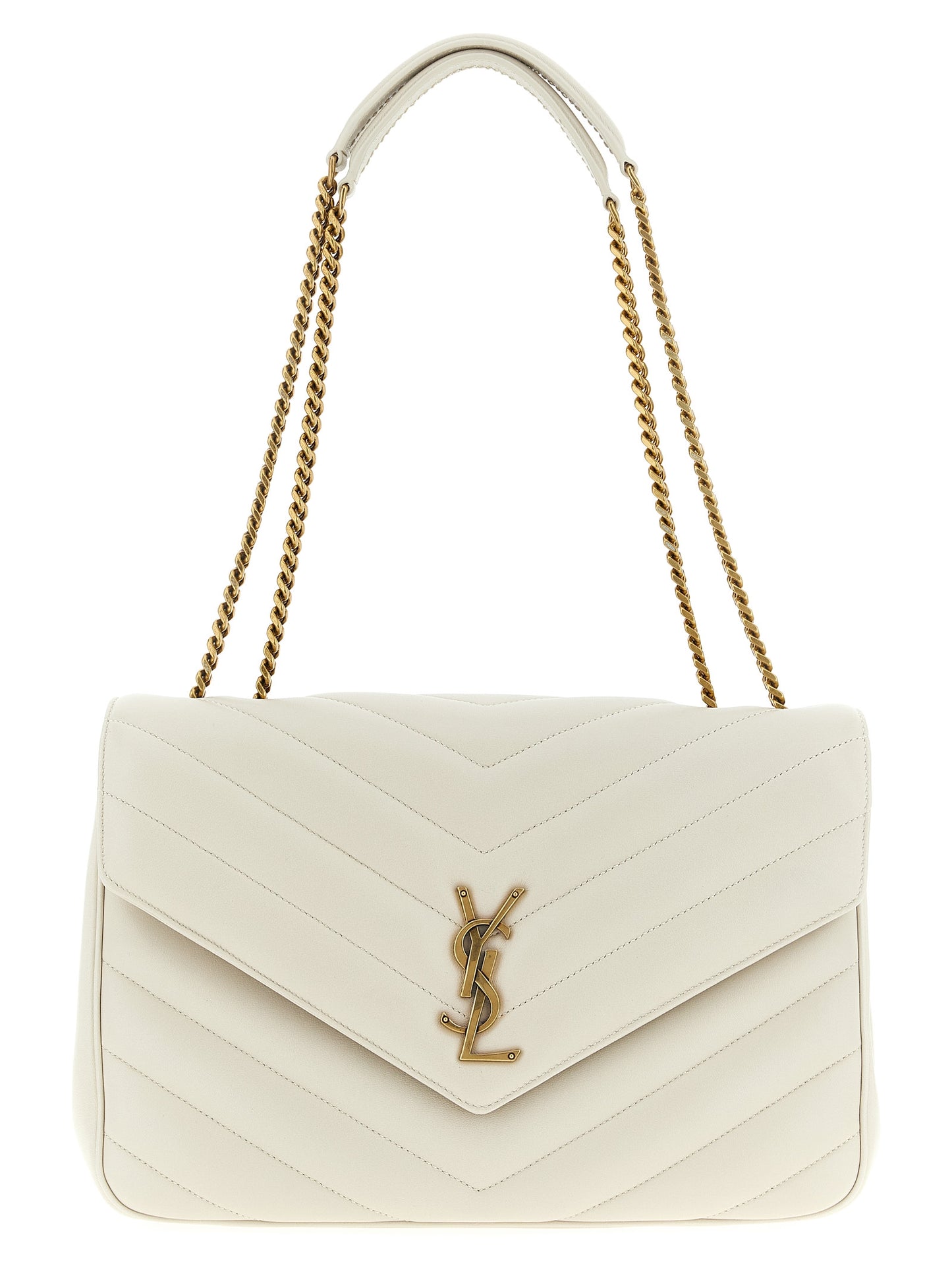 Saint Laurent Beige Lamb Leather Shoulder Bag