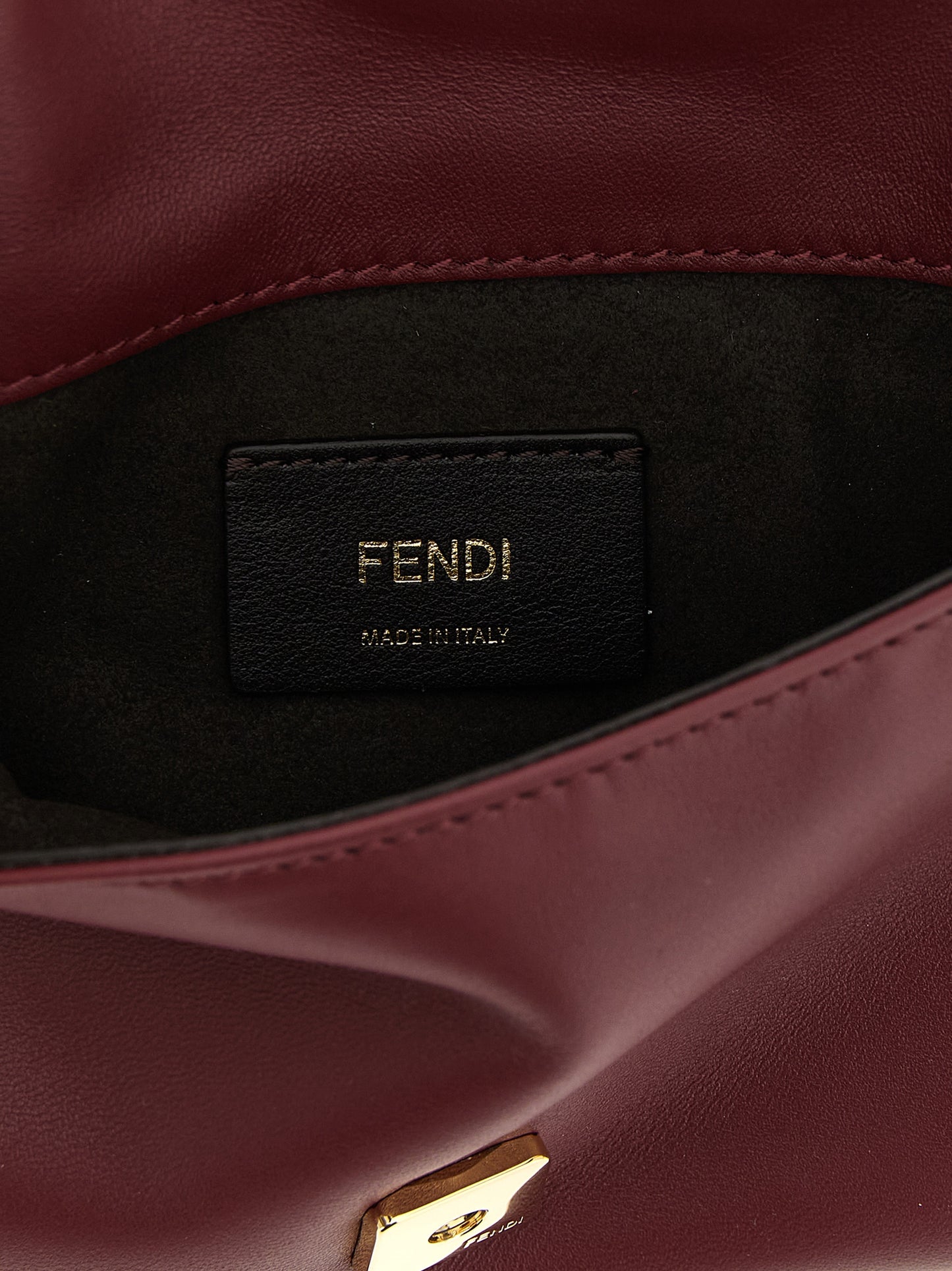 Fendi Bordeaux Lamb Leather Clutch Bag