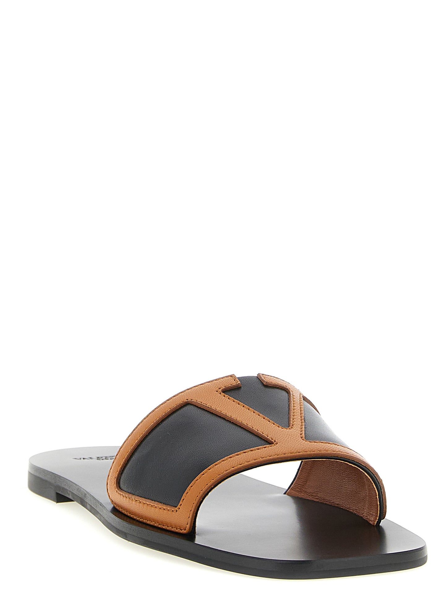 Valentino Garavani Brown Lamb Leather Slides