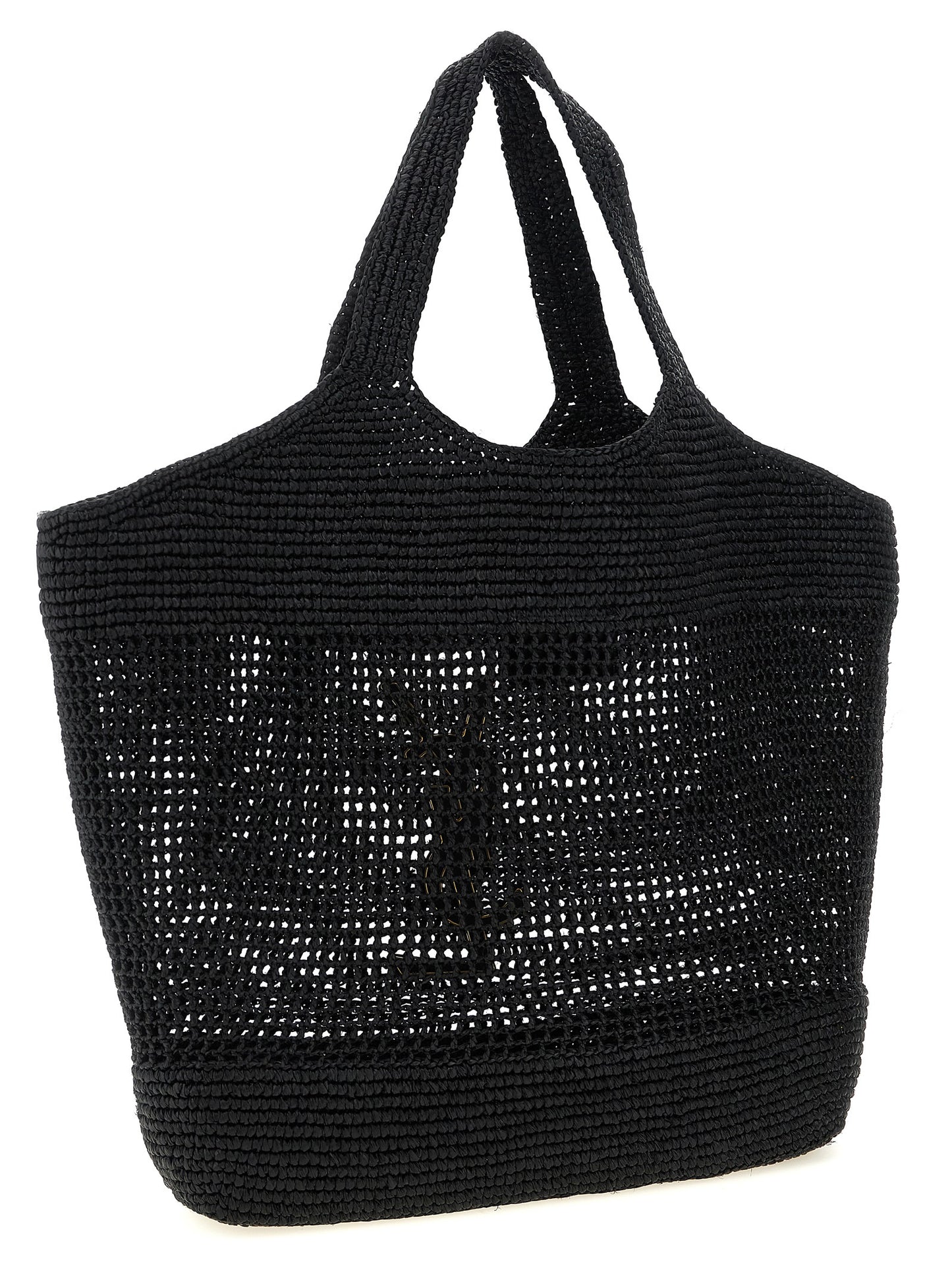 Saint Laurent Black Raffia Tote Bag