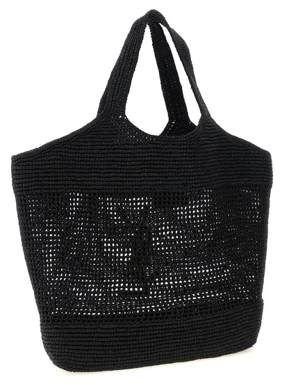 Saint Laurent Black Raffia Tote Bag