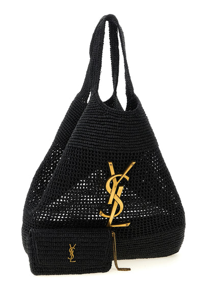 Saint Laurent Black Raffia Tote Bag
