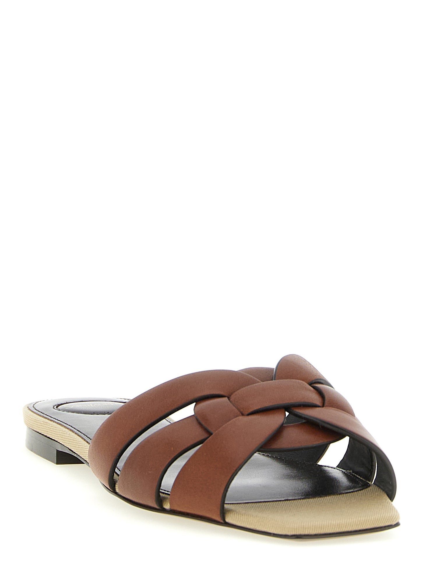 Saint Laurent Brown Calfskin Slides
