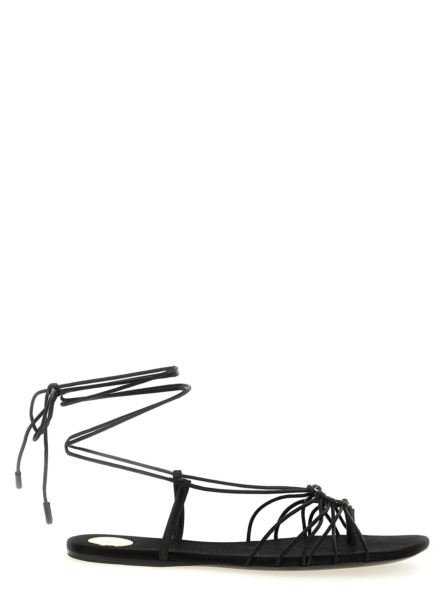 Saint Laurent Black Lamb Leather Flat Sandals