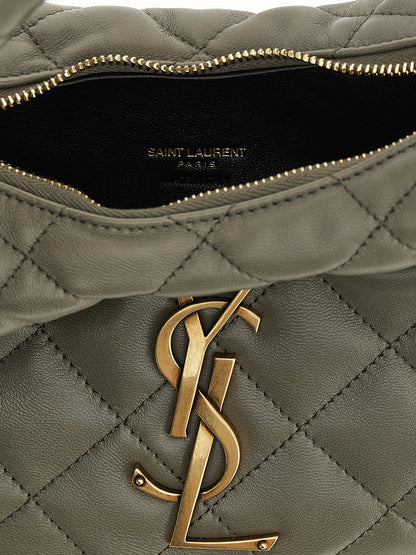 Saint Laurent Gray Lamb Leather Handbag