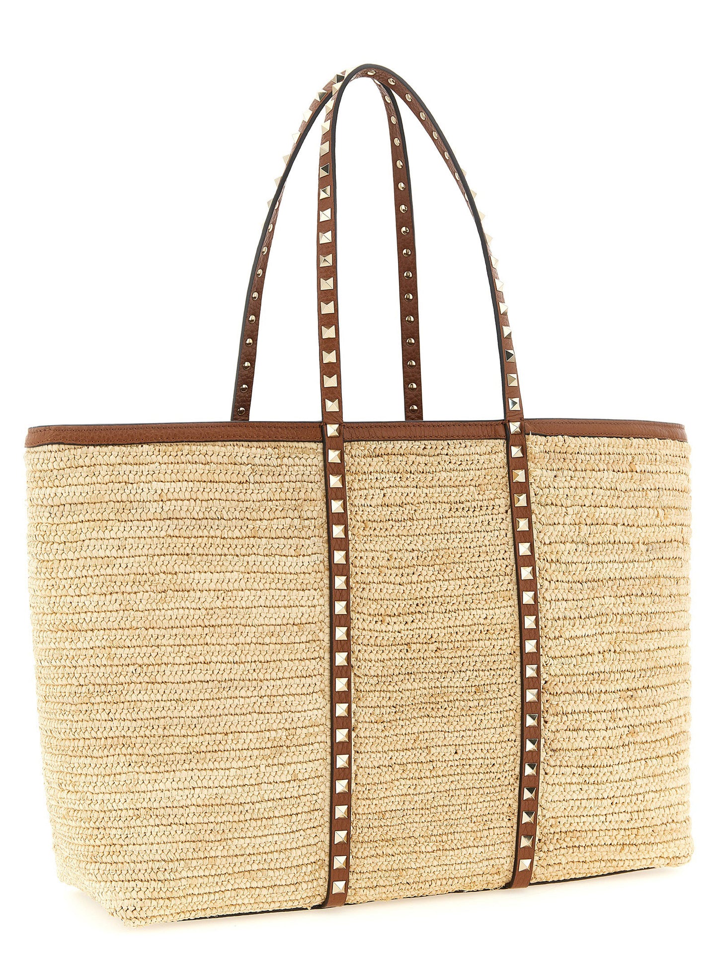 Valentino Garavani Beige Straw Tote Bag