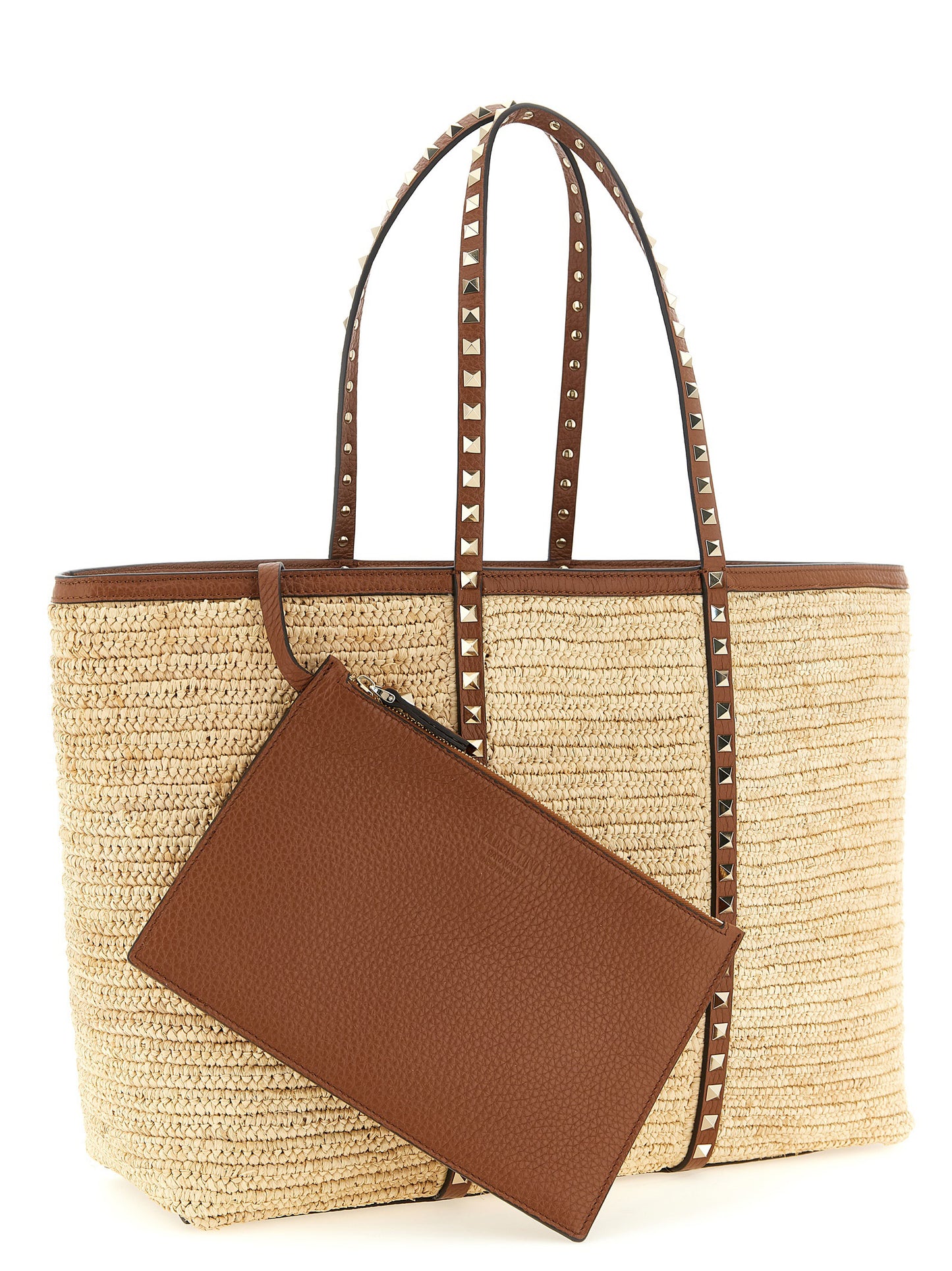 Valentino Garavani Beige Straw Tote Bag