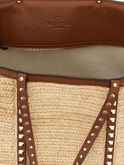 Valentino Garavani Beige Straw Tote Bag