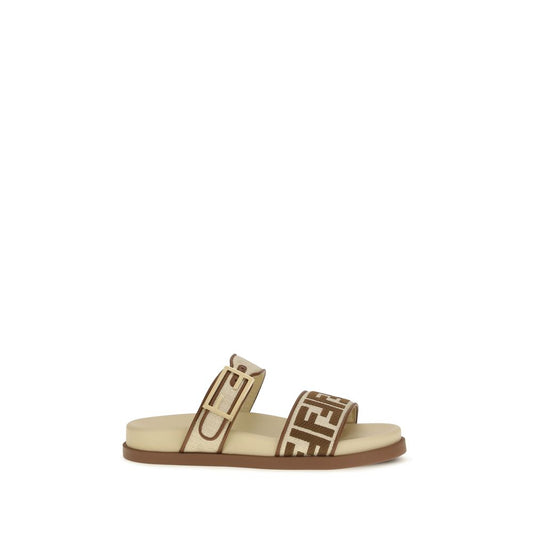 Fendi Brown Raffia Flat Sandals