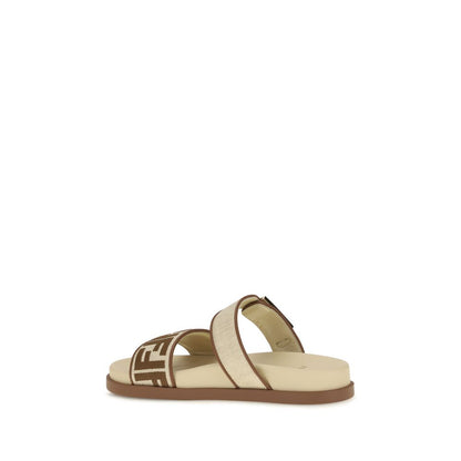 Fendi Brown Raffia Flat Sandals