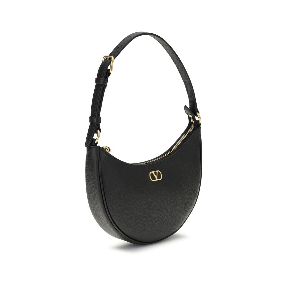Valentino Garavani Black Calf Leather Bos Taurus Shoulder Bag