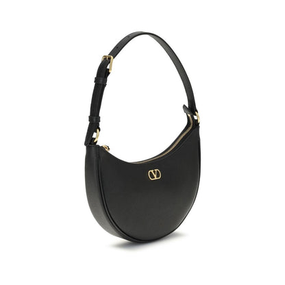 Valentino Garavani Black Calf Leather Bos Taurus Shoulder Bag