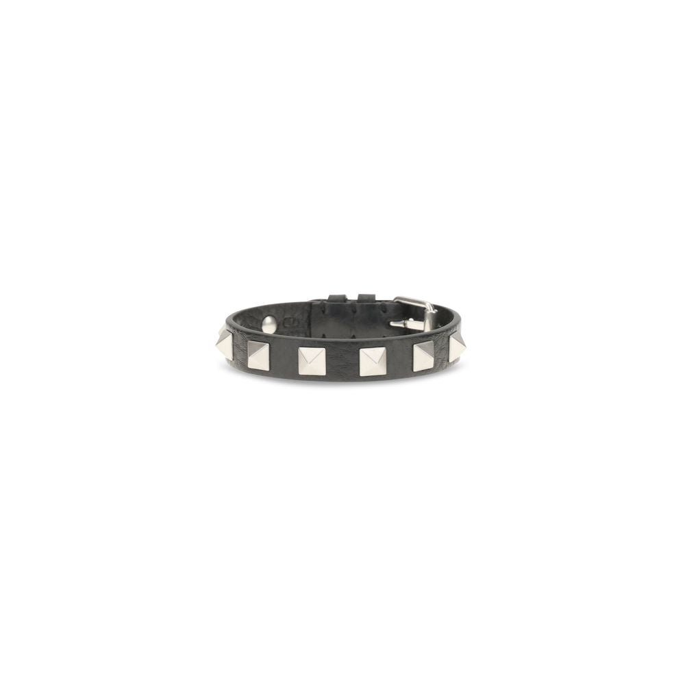 Valentino Garavani Black Calf Leather Bos Taurus Bracelet