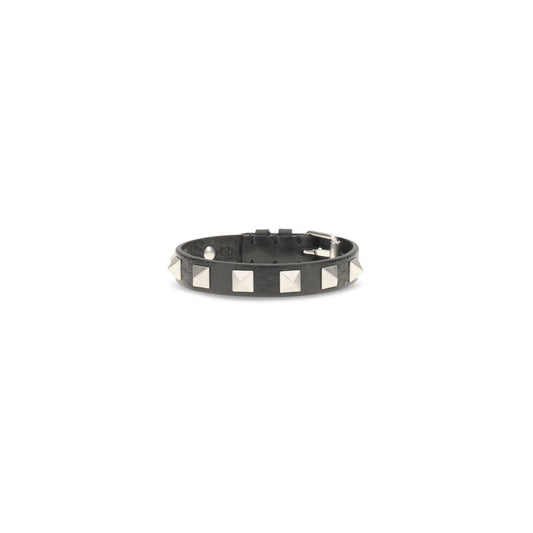 Valentino Garavani Black Calf Leather Bos Taurus Bracelet
