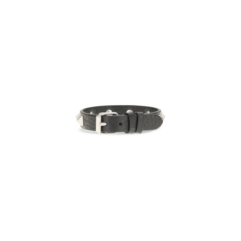 Valentino Garavani Black Calf Leather Bos Taurus Bracelet