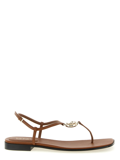 Gucci Brown Calfskin Flat Sandals