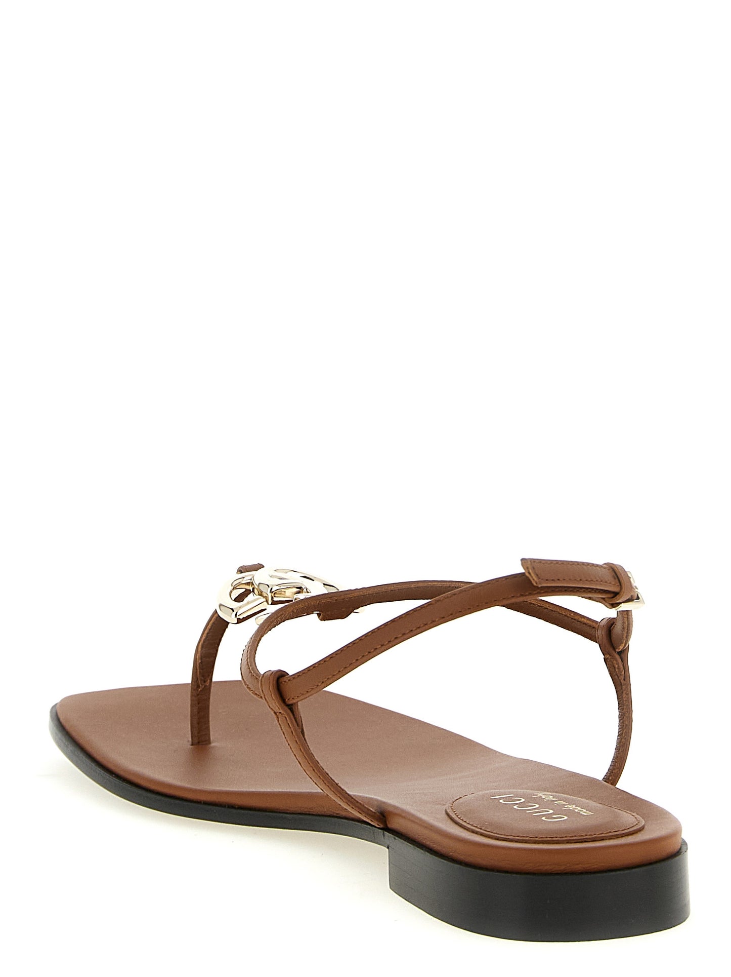 Gucci Brown Calfskin Flat Sandals