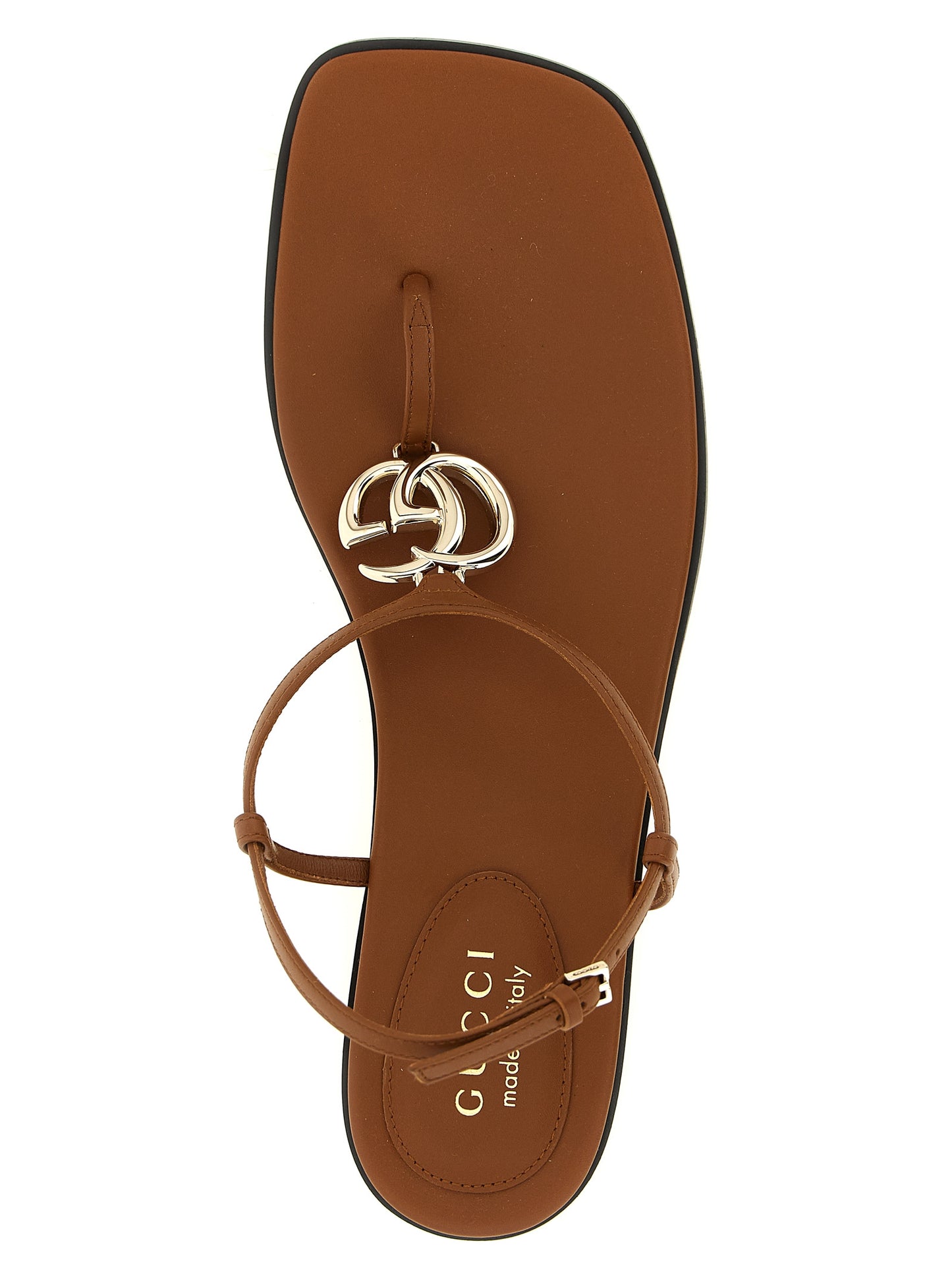 Gucci Brown Calfskin Flat Sandals