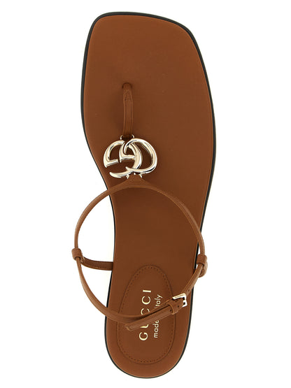 Gucci Brown Calfskin Flat Sandals