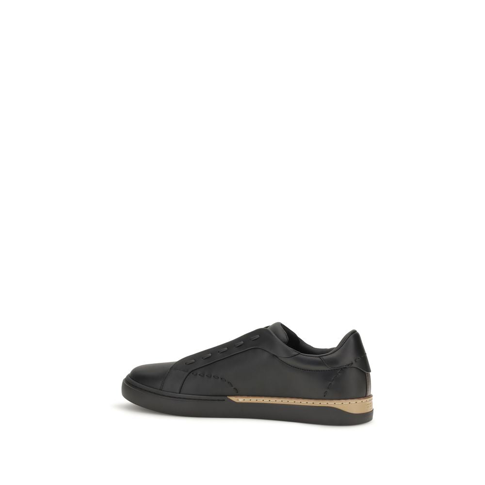 Fendi Black Calf Leather Bos Taurus Sneakers