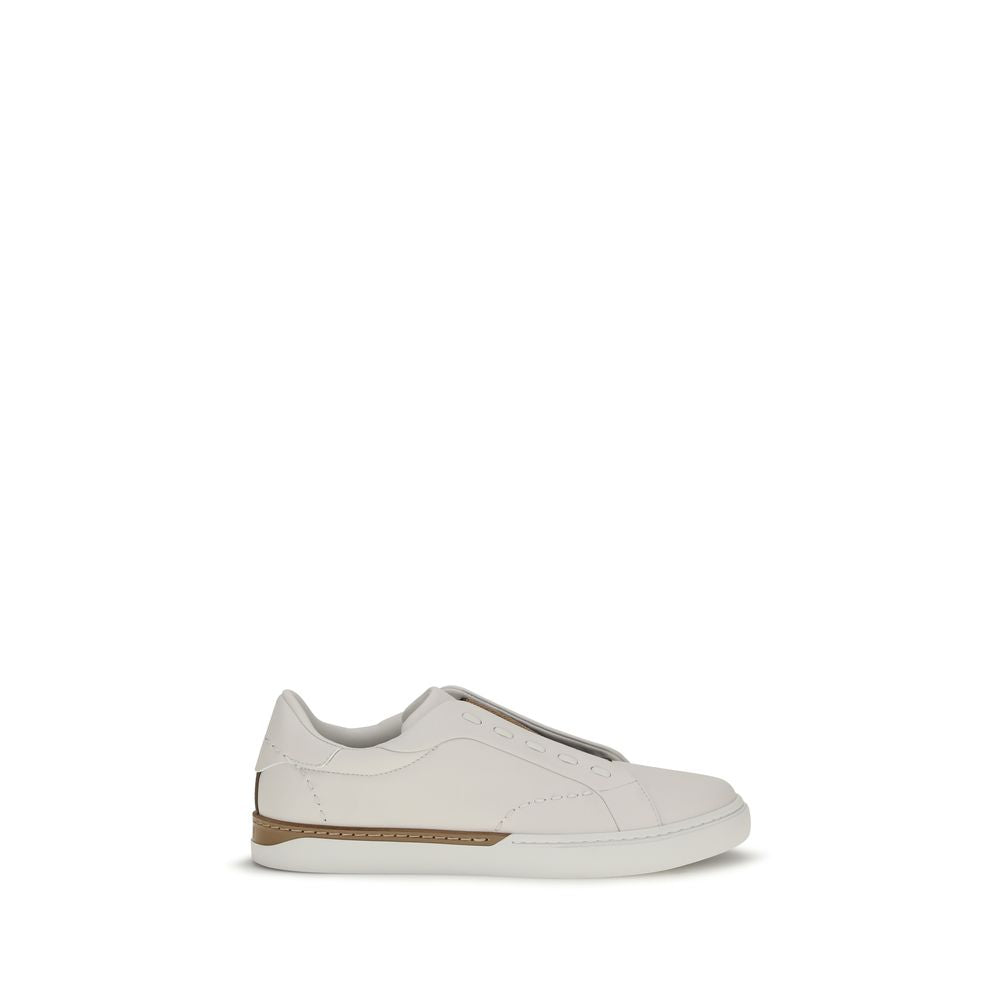 Fendi White Calf Leather Bos Taurus Low Top Sneakers