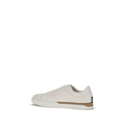 Fendi White Calf Leather Bos Taurus Low Top Sneakers