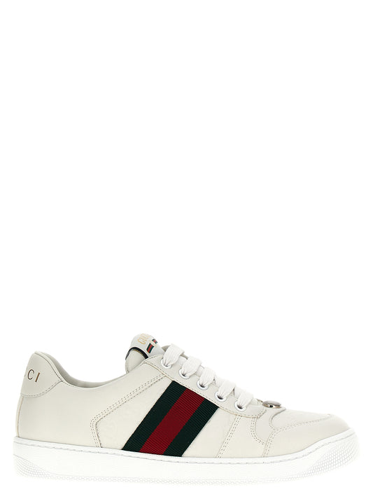 Gucci White Lamb Leather Low Top Sneakers