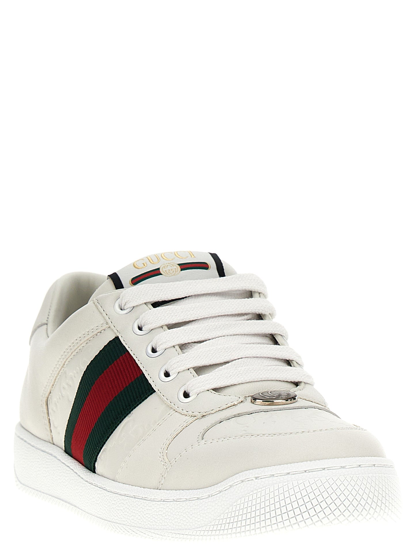 Gucci White Lamb Leather Low Top Sneakers
