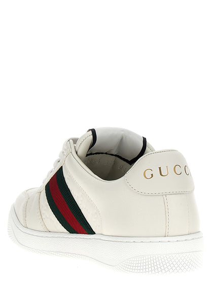 Gucci White Lamb Leather Low Top Sneakers