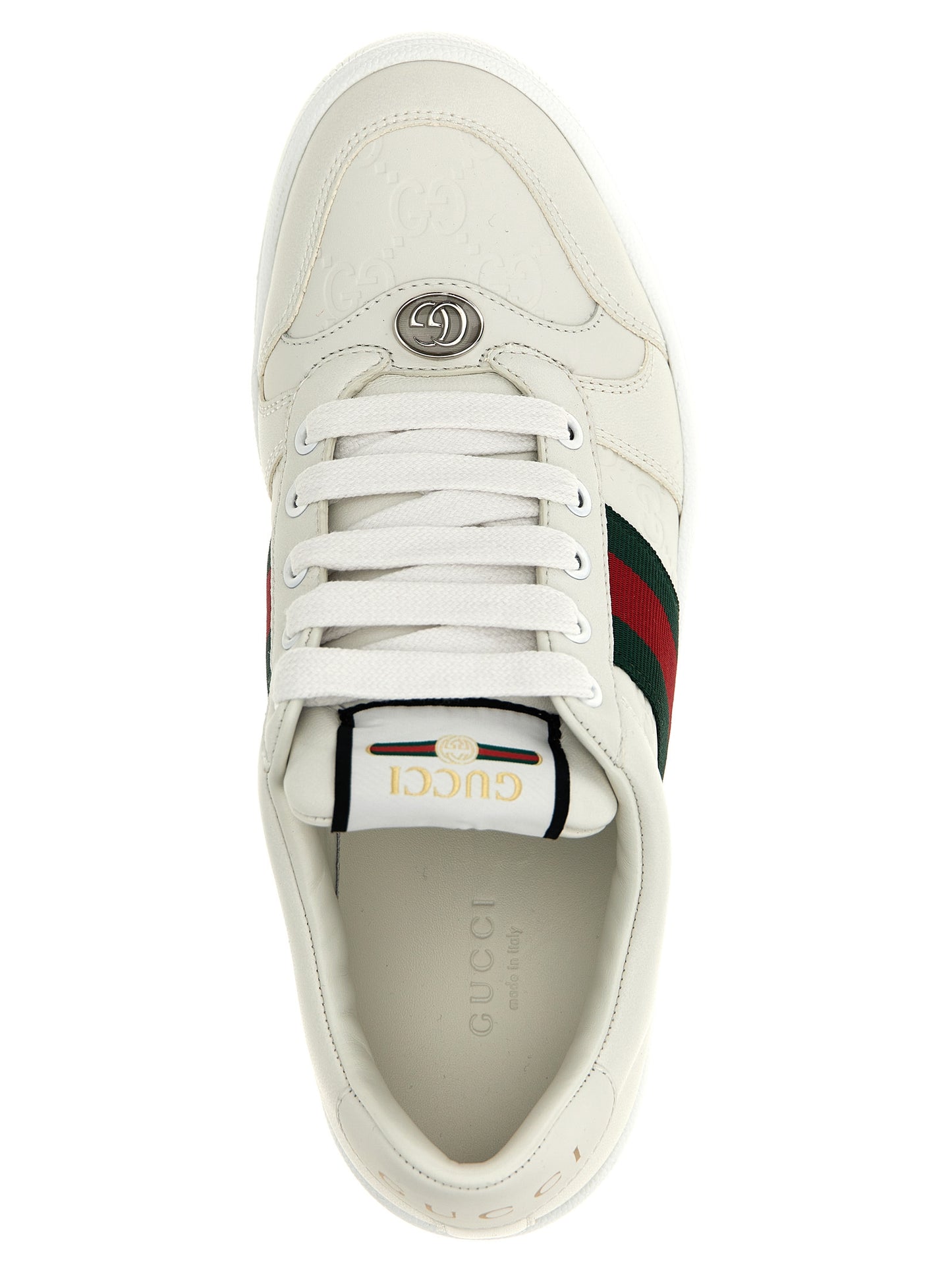 Gucci White Lamb Leather Low Top Sneakers