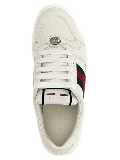 Gucci White Lamb Leather Low Top Sneakers