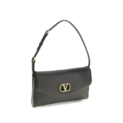 Valentino Garavani Black Calf Leather Bos Taurus Shoulder Bag