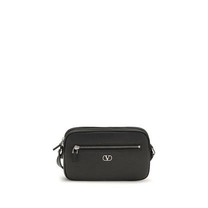Valentino Garavani Black Calf Leather Bos Taurus Shoulder Bag