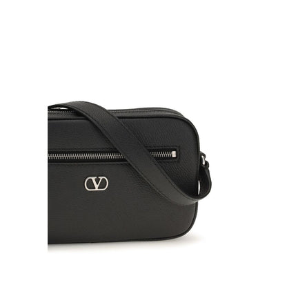 Valentino Garavani Black Calf Leather Bos Taurus Shoulder Bag