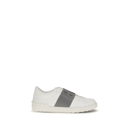 Valentino Garavani Silver Calf Leather Bos Taurus Low Top Sneakers