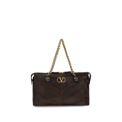 Valentino Garavani Brown Calf Leather Bos Taurus Shoulder Bag
