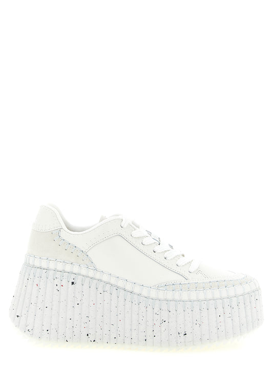 Chloé White Polyester Wedge Sandals
