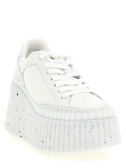 Chloé White Polyester Wedge Sandals