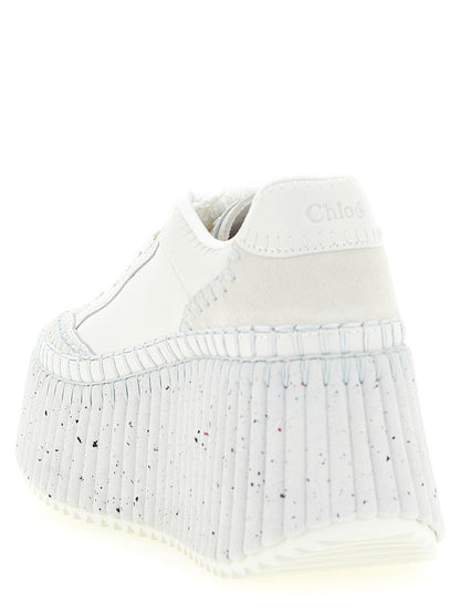 Chloé White Polyester Wedge Sandals