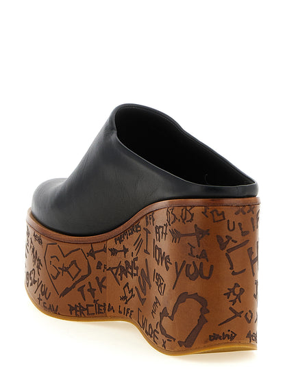 Chloé Black Calfskin Wedge Sandals