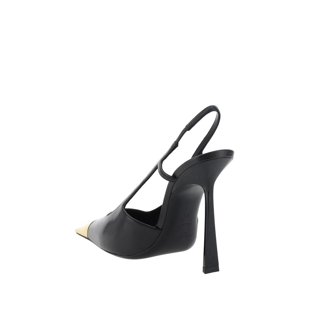 Saint Laurent Black Calf Leather Bos Taurus High Heel Pumps