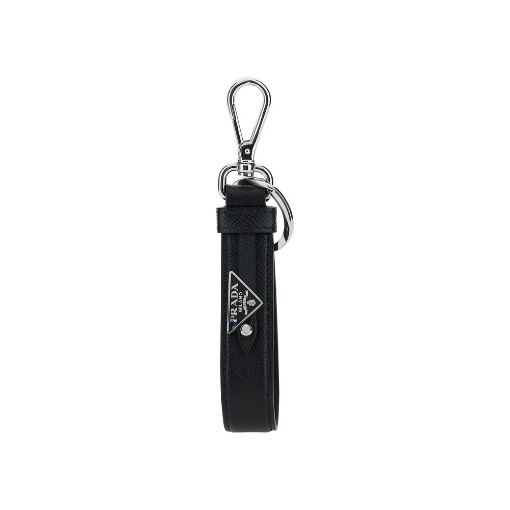 Prada Black Stainless Steel Keychain