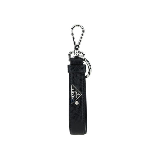 Prada Black Stainless Steel Keychain