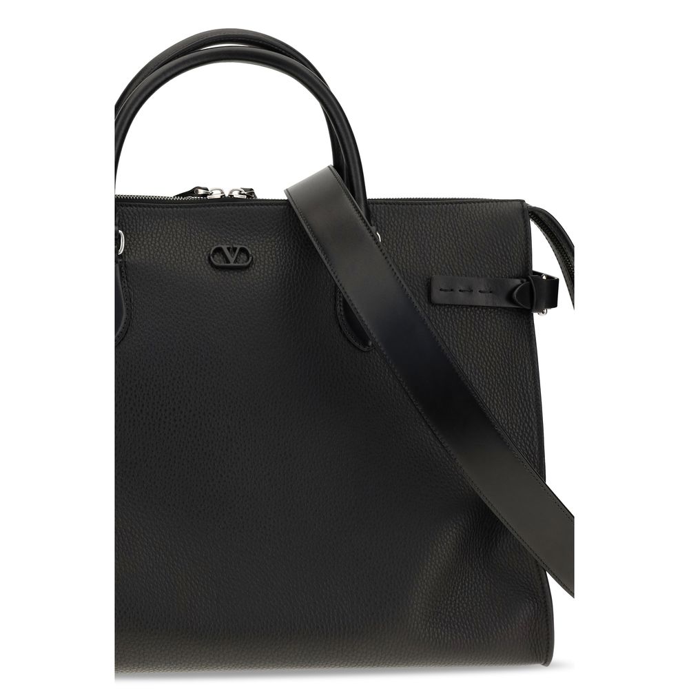 Valentino Garavani Black Calf Leather Bos Taurus Handbag